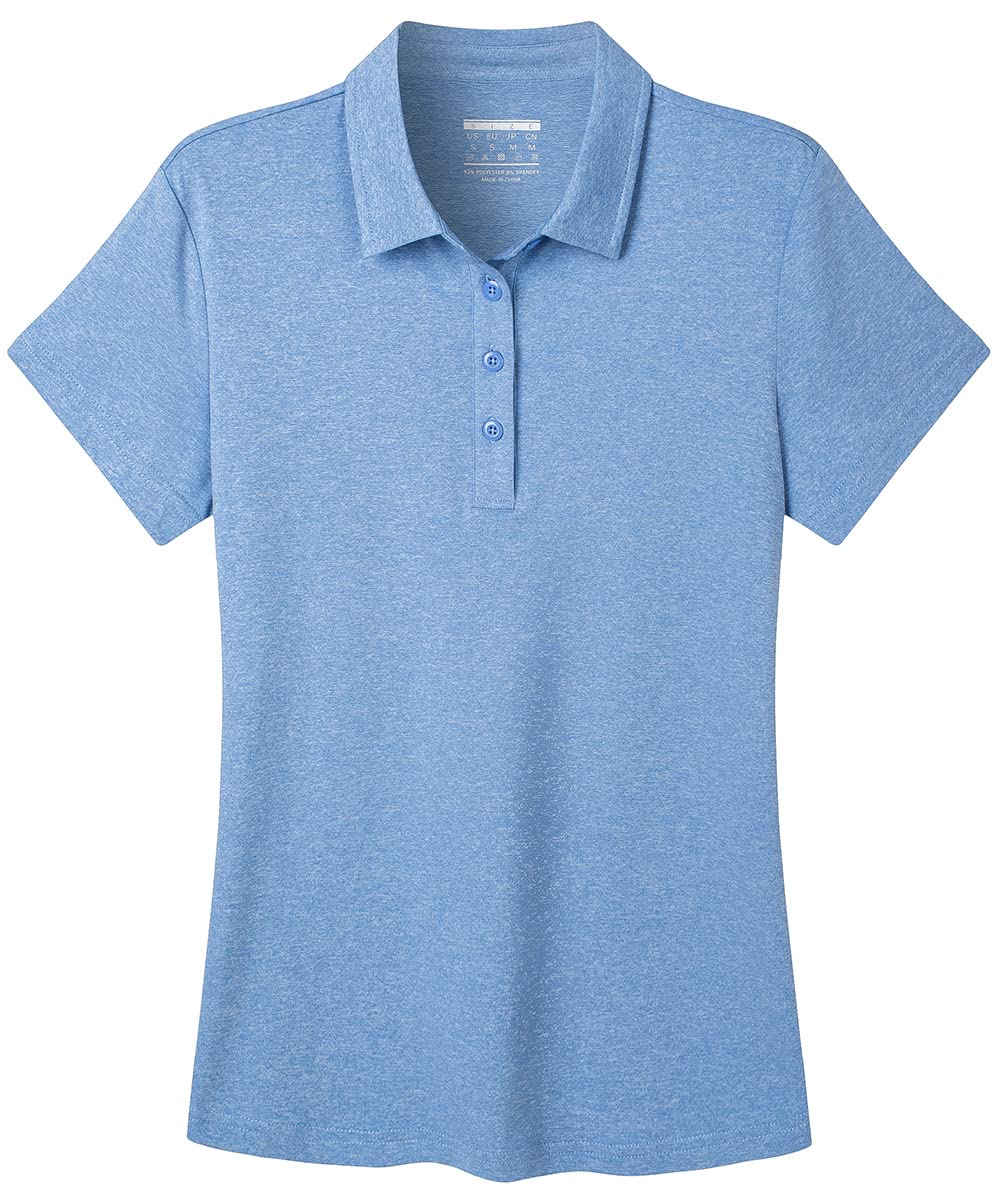 FASKUNOIE Women's Short Sleeve Polo Shirts - 4 Button Collared Casual Top, Breathable Quick Dry Golf Tee for Work, Gym & Outdoor Activities