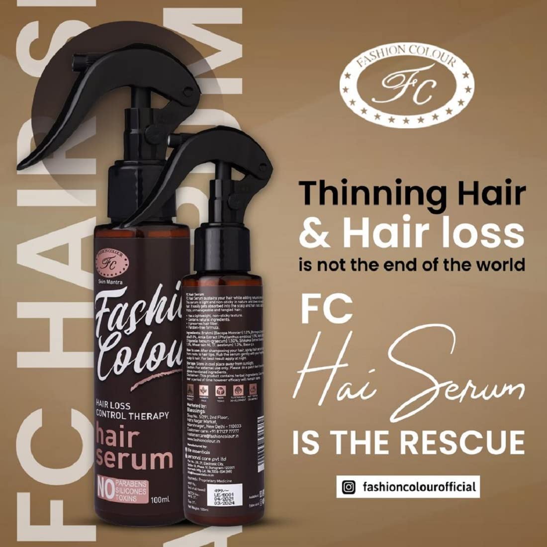 Best Hair Loss Control Therapy Serum Spray for Soft, Shiny & Frizz-Free Hair | Anti-Thinning & Anti-Dandruff Treatment | Revitalizing Hair Serum for Dull Hair | Paraben & Mineral Oil Free | 100ml | Perfect for Daily Use, Styling & Hair Care Routine