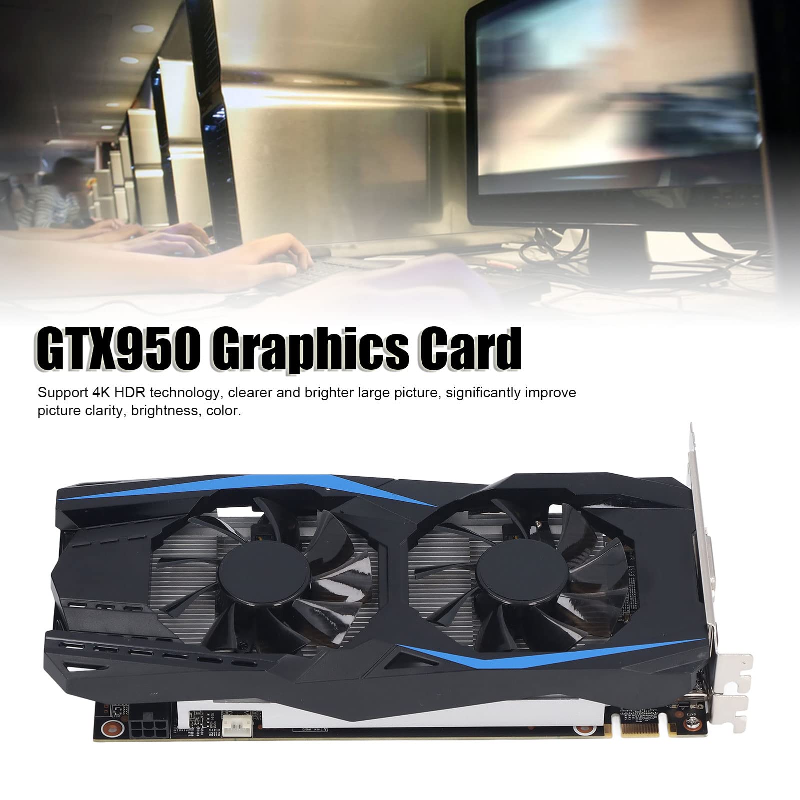 NVIDIA GTX 950 Gaming Graphics Card 32GB GDDR5 128bit - Dual Fan Cooling, PCIe 3.0 x16, 1114MHz Core Clock, DVI/DP/HDMI - Perfect for PC Gaming, Video Editing & 4K Multimedia