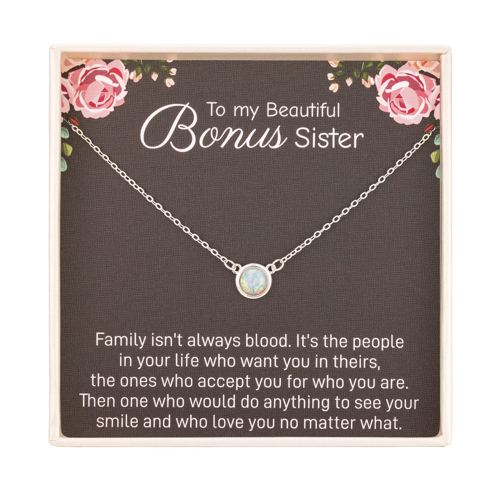 925 Sterling Silver White Opal Necklace for Sister-in-Law - Thoughtful Christmas, Wedding & Bridal Shower Gift - Perfect for Bonus Sister, Bridesmaid or Thank You Present - Elegant Jewelry for Special Occasions & Everyday Wear