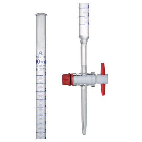 Precision Glass Burette Class A - 50ml Laboratory Graduated Chemistry Measuring Tube for Titration Experiments & Science Labs