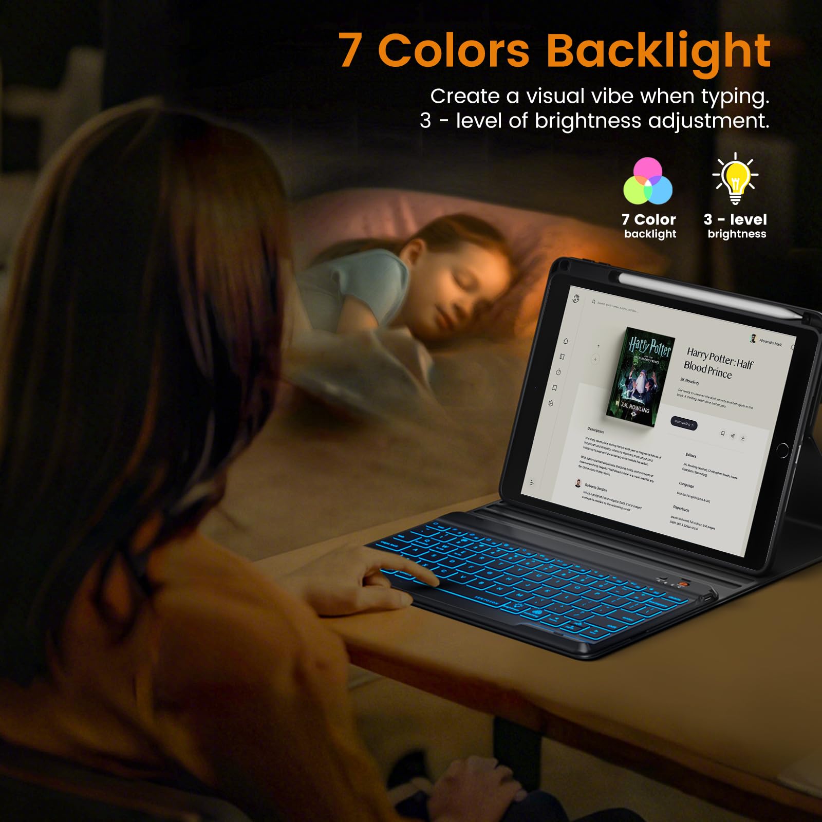 OYEEICE iPad 9th Generation Case with Backlit Keyboard - 10.2