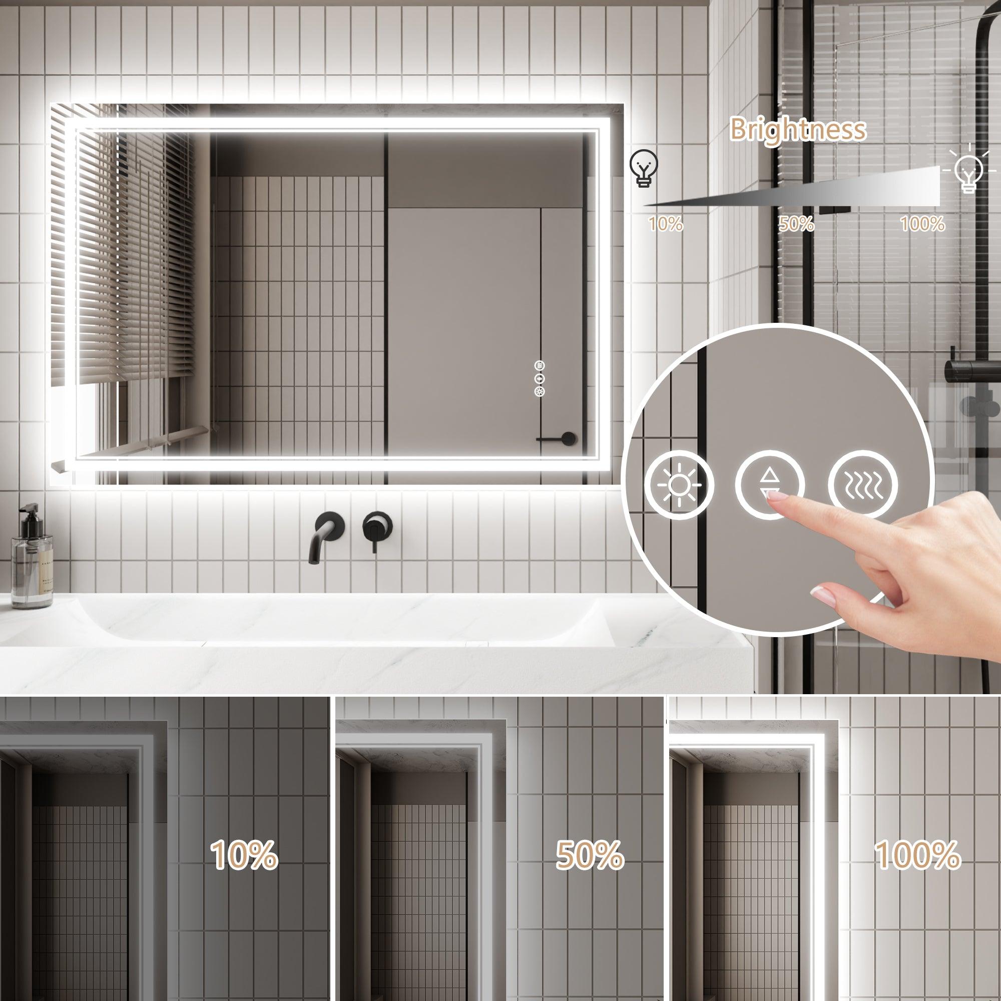 Anti-Fog LED Bathroom Mirror with Dimmable Backlit & Touch Switch - GlareGuard Illuminated Vanity Mirror for Makeup, Shaving & Home Decor
