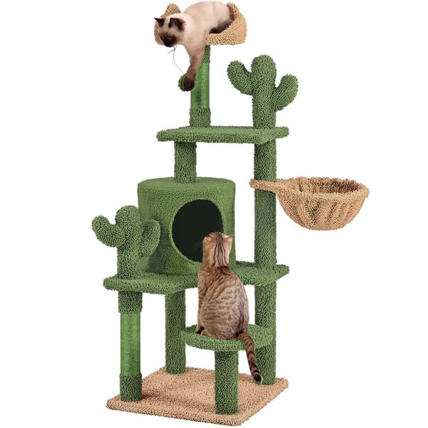 Yaheetech 53-Inch Tall Cat Cactus Scratching Post with Sisal - Durable Cat Tree for Climbing, Scratching & Playing - Perfect for Indoor Cats, Kittens & Multi-Cat Homes