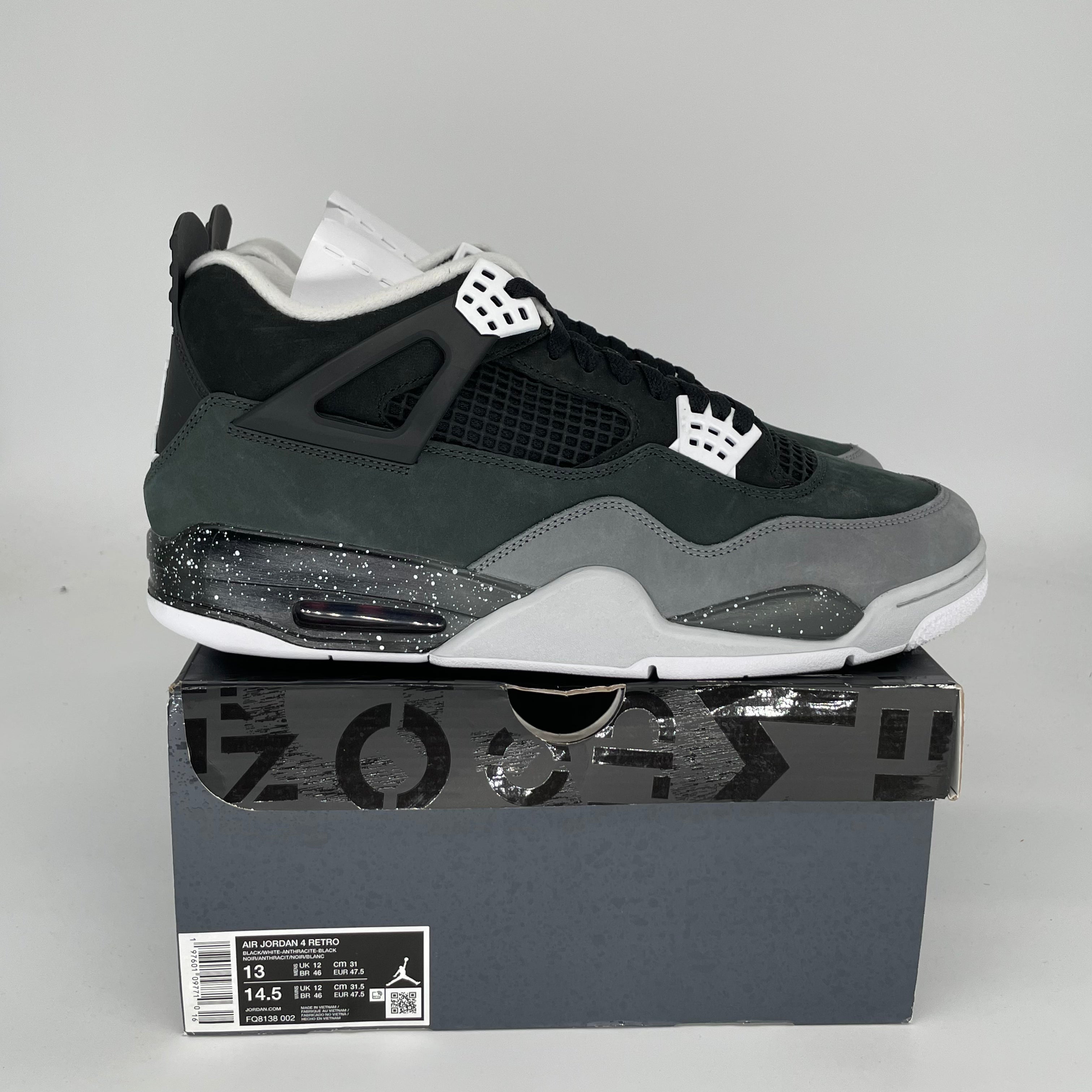 AIR JORDAN 4 FEAR Men's Basketball Shoes Size 13 - Black/Dark Grey (FQ8138-002) | Retro Sneakers for Streetwear & Casual Outfits