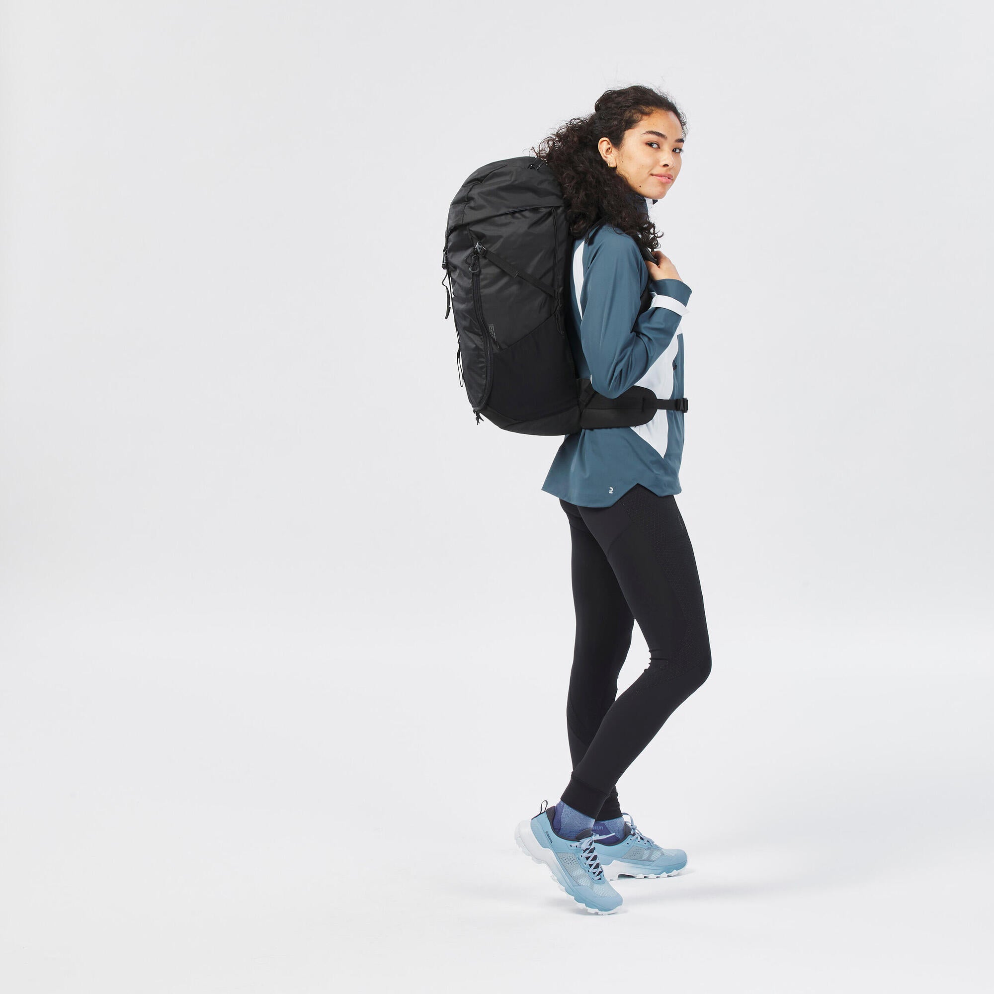 Quechua MH100 35L Lightweight Hiking Backpack for Men & Women - Water-Resistant Daypack for Outdoor Adventures, Camping, and Travel