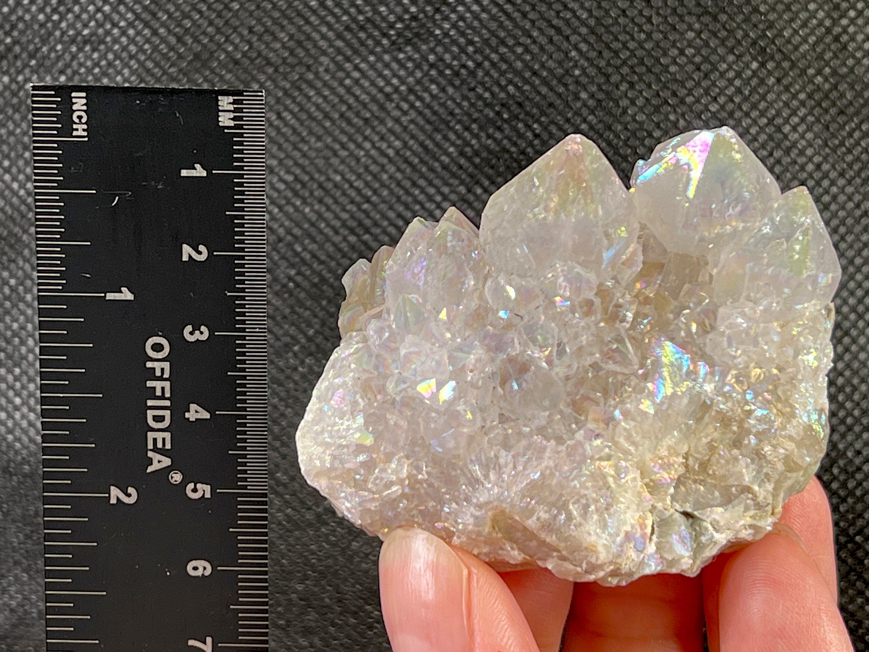 Angel AURA QUARTZ Crystal Cluster | Rainbow Quartz Healing Stone | Spirit Quartz Cluster for Meditation | Natural Crystal Decor for Home & Office (51957) | Perfect for Reiki, Feng Shui & Spiritual Healing