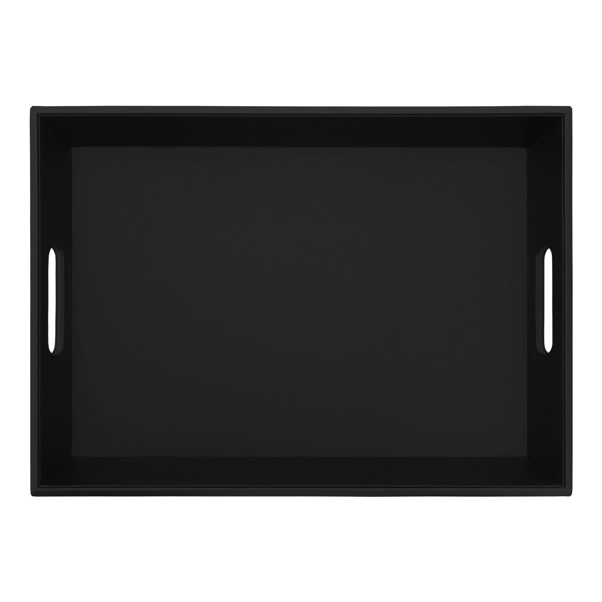 Dacasso A1333 Black Leatherette Serving Tray with Handles - Elegant Appetizer Platter for Entertaining, Dining, and Home Decor