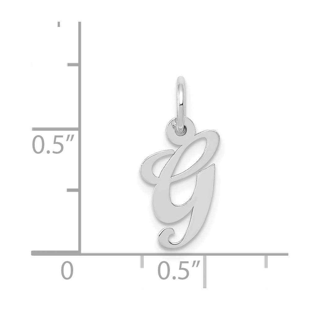 14K White Gold Initial Letter G Charm Pendant - 16mm Small Unique Script Alphabet Jewelry for Necklace, Gift & Personalization