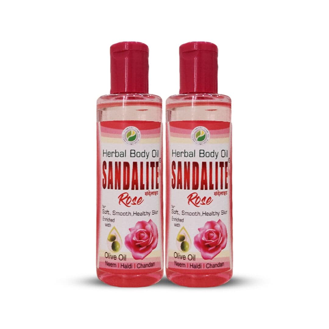 Sandalite Rose Herbal Body Oil - 2 Pack (200ml Each) | Natural Moisturizer for Dry Skin, Aromatherapy & Massage | East India Pharmaceutical Works