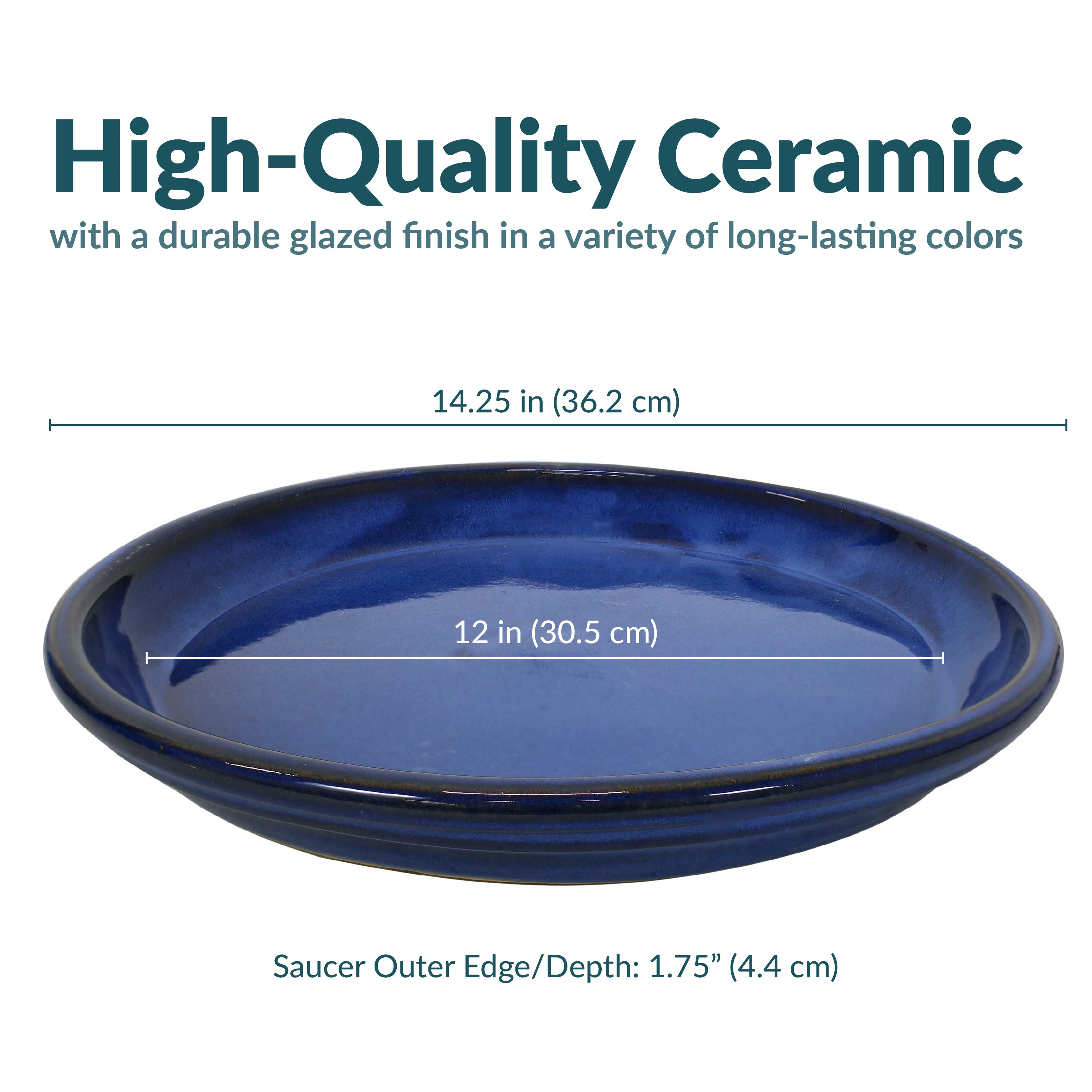 Sunnydaze 4-Pack Glazed Ceramic Plant Saucers for Indoor & Outdoor Potted Plants – Perfect for Home, Garden, and Patio Decor