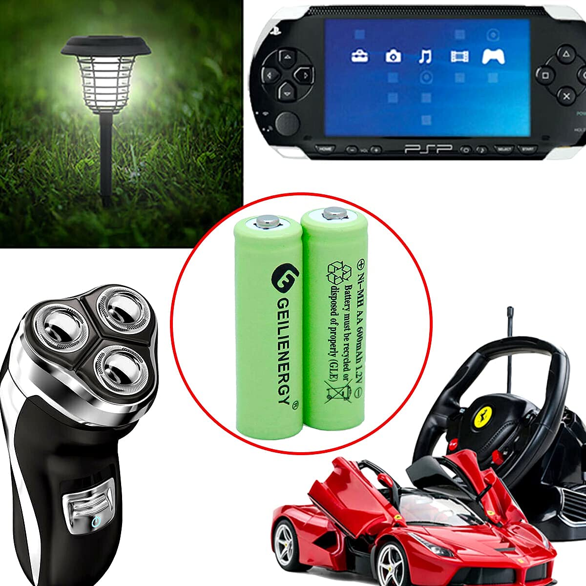 OXWINOU AA Ni-MH 600mAh 1.2V Rechargeable Batteries (8-Pack, Green) - Long-Lasting Power for Solar Lights, Garden Lights, Remote Controls, Computer Mice - Perfect for Outdoor & Home Use