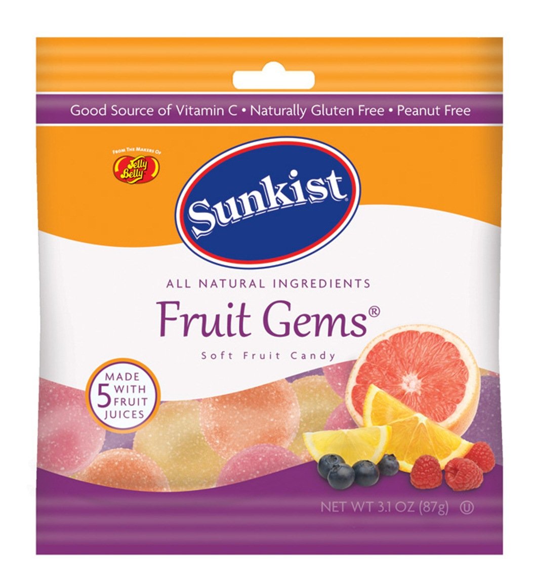 Sunkist Fruit Gems Assorted Chewy Candy 3.1 oz (88g) - Pack of 12 - Bulk Candy for Parties, Halloween Treats, Office Snacks & Gift Baskets