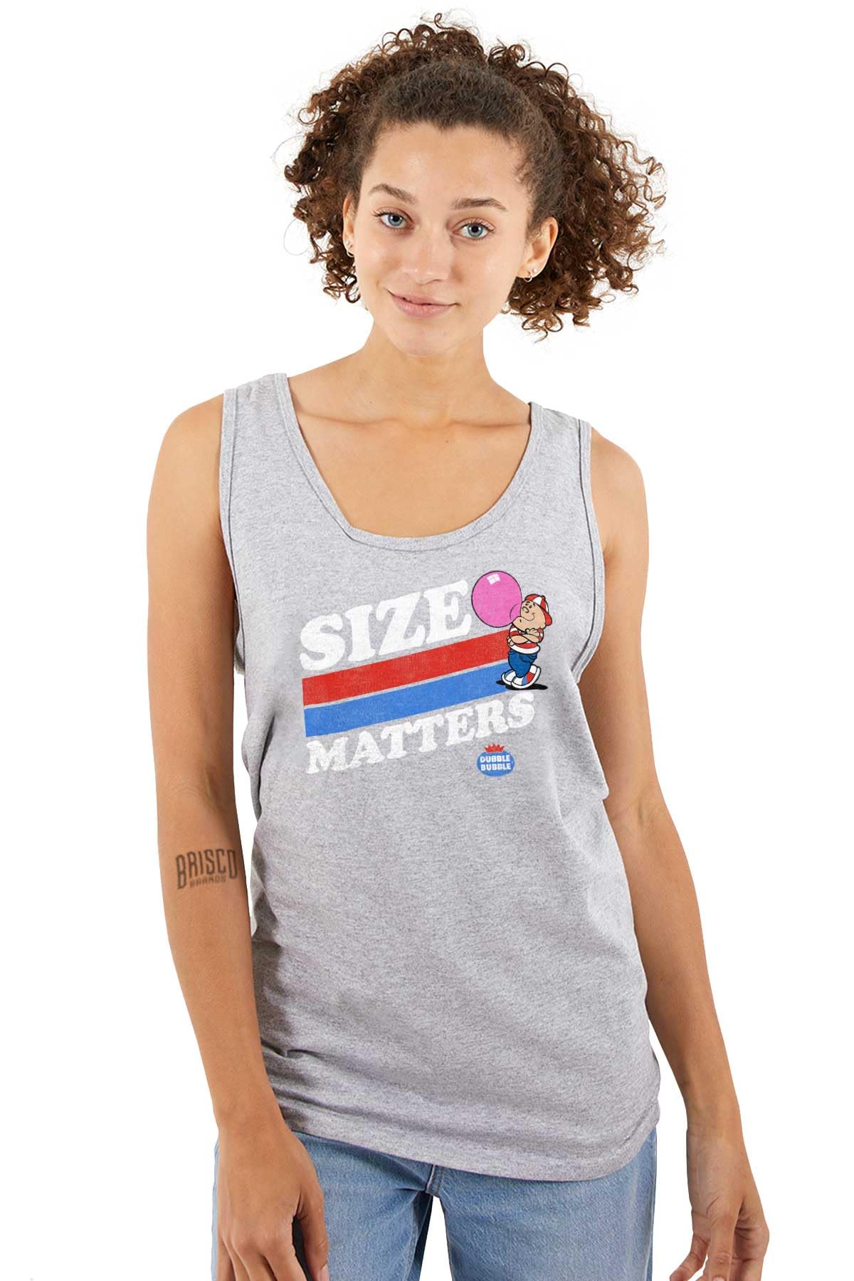Funny Dubble Bubble Size Matters Tank Top T-Shirt for Men & Women - Casual Summer Wear, Gym Outfits & Funny Gift Ideas