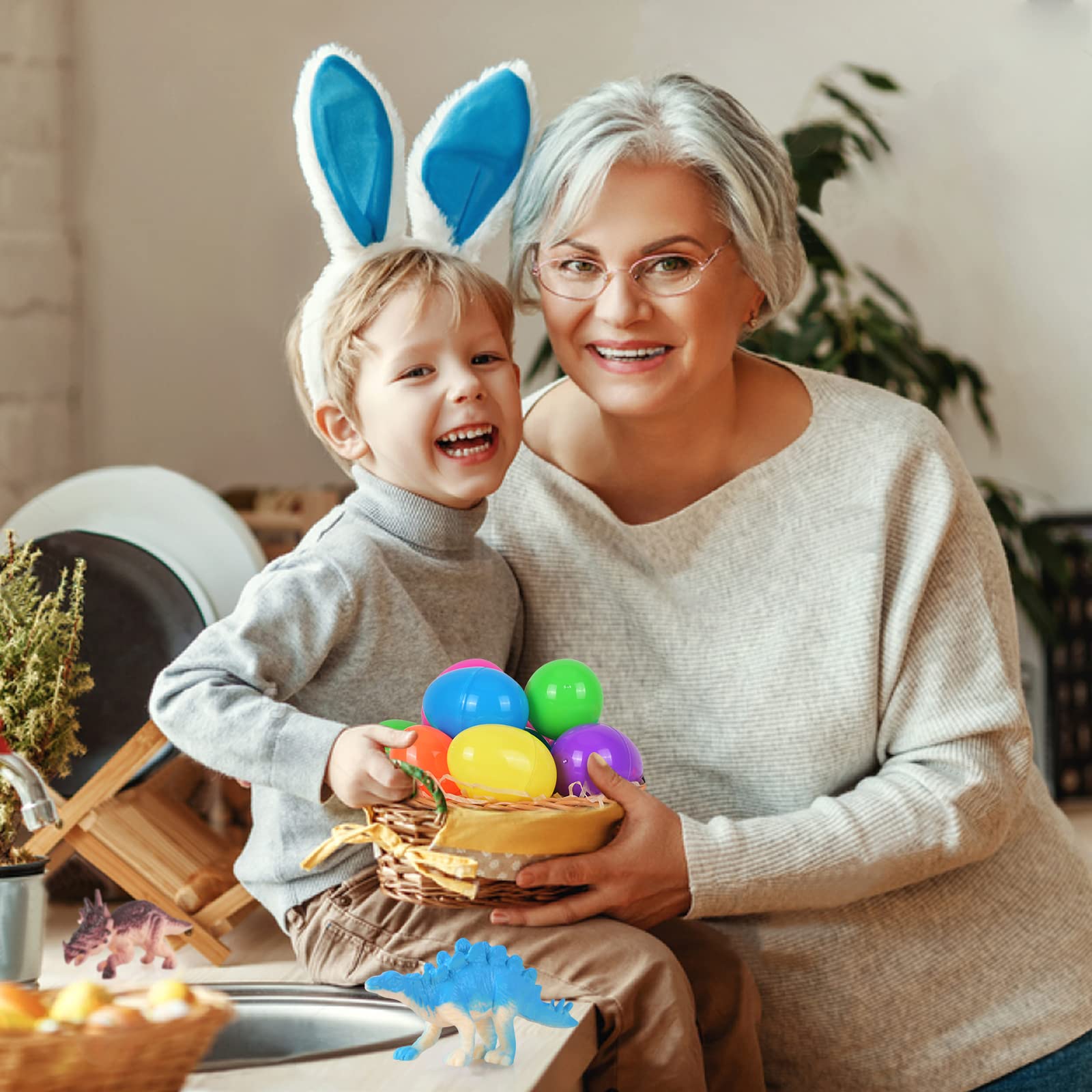 12-Piece Dinosaur Easter Egg Toys for Boys - Fun Easter Basket Stuffers, Kids Easter Gifts with Surprise Toys Inside - Perfect for Easter Egg Hunts, Party Favors & Toddler Gifts
