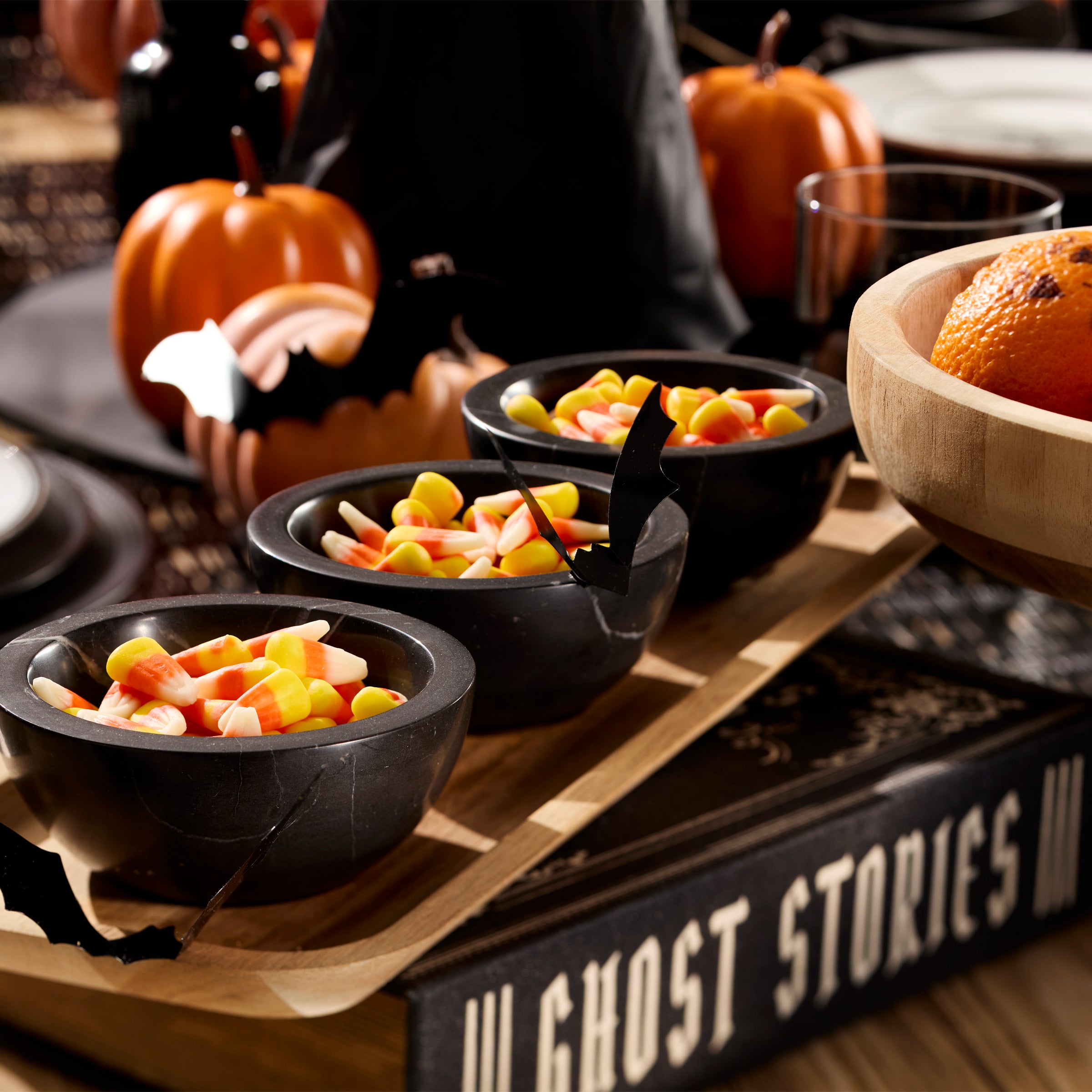 LX Collective Serving Tray with 3 Removable Dip Bowls - Perfect for Entertaining, Charcuterie Boards & Party Snacks