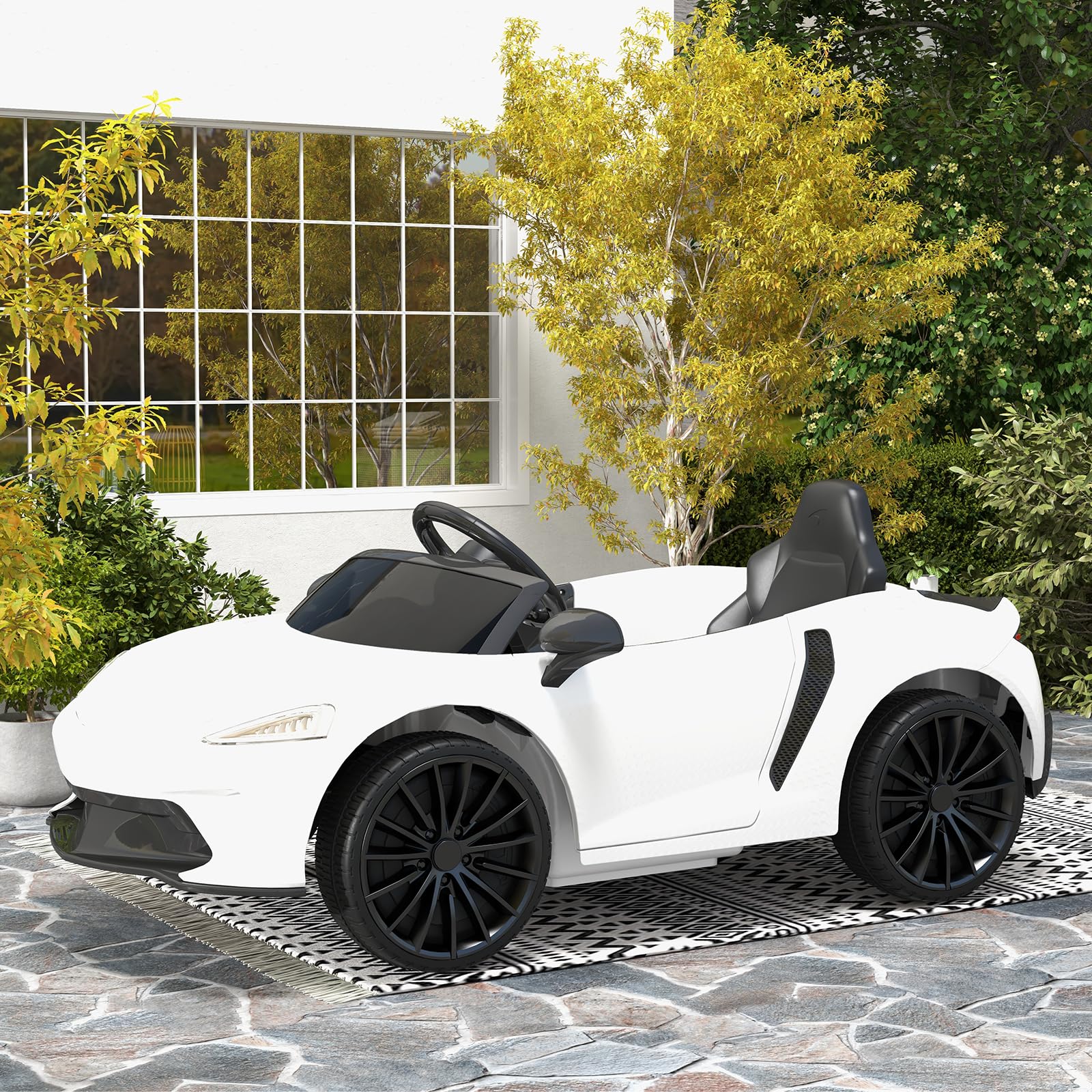 12V Licensed Kids Ride On Car with Parent Remote Control - LED Headlights, Sound System & 2-Speed Electric Vehicle - White Toy Car for Toddlers | Perfect for Birthday Gifts, Outdoor Play & Backyard Fun