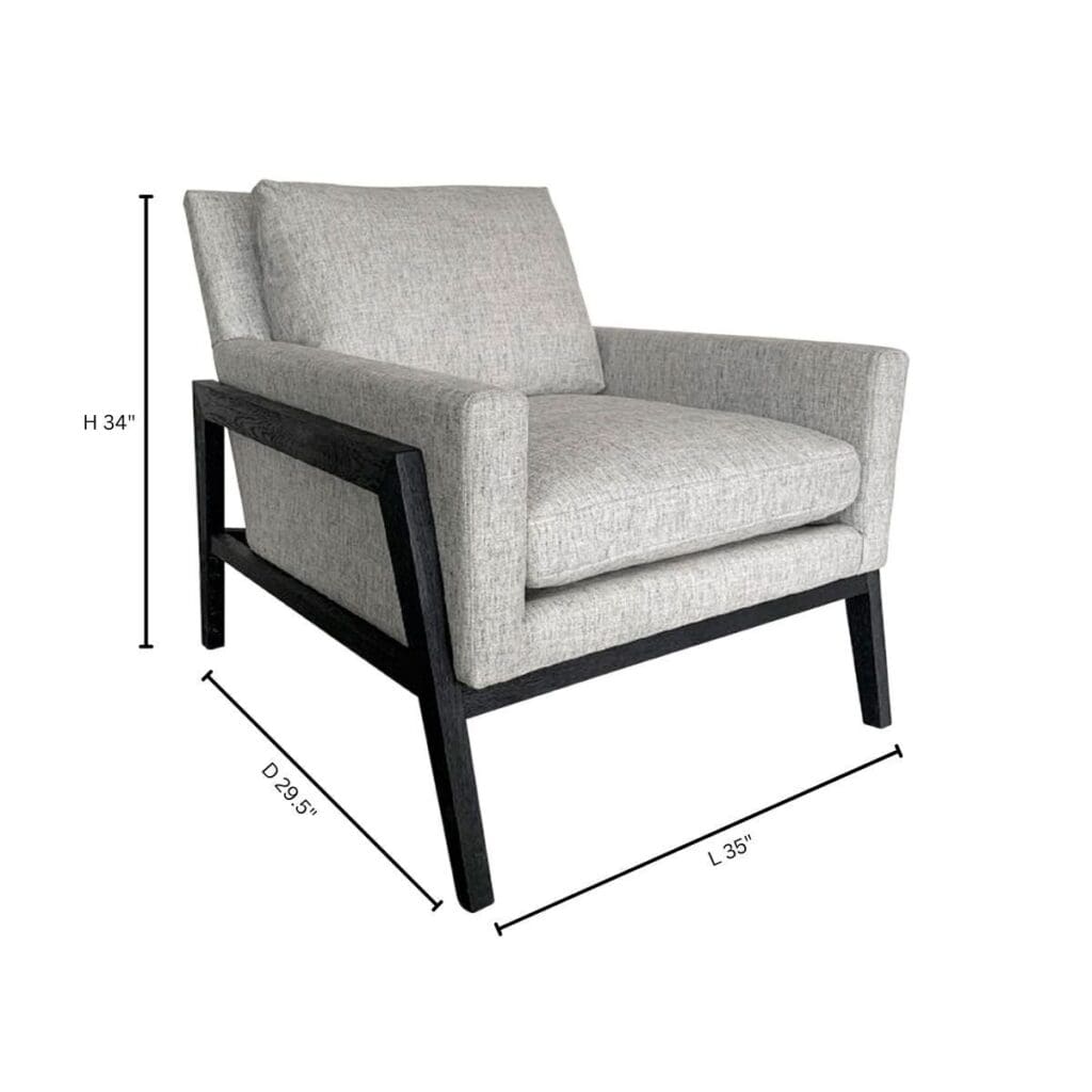 Cyan Design 11447 Presidio Chair Grey - Modern Accent Chair for Living Room, Bedroom, Office - Comfortable Upholstered Armchair with Sturdy Wooden Legs