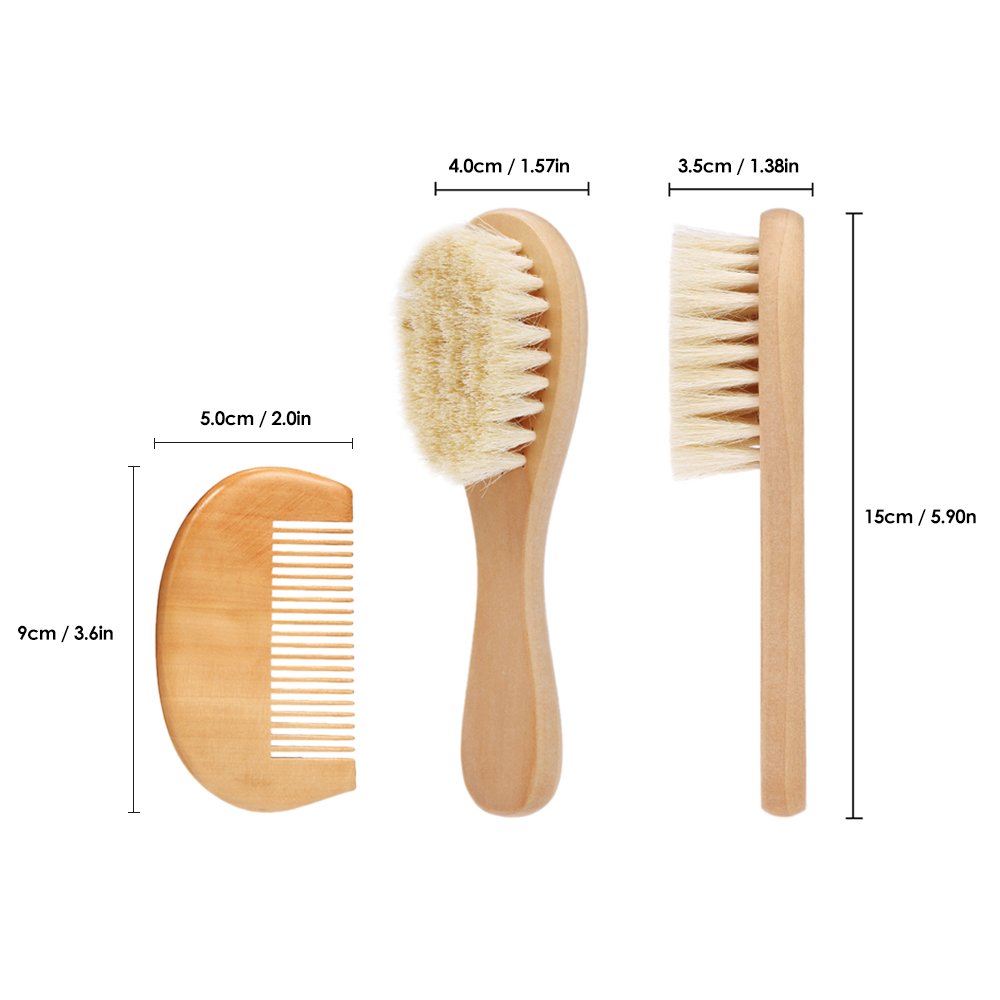 **Soft Wooden Baby Hair Brush & Comb Set for Newborns - Gentle Scalp Massage & Hair Care - Perfect for Infant Grooming & Relaxation at Home or Travel**