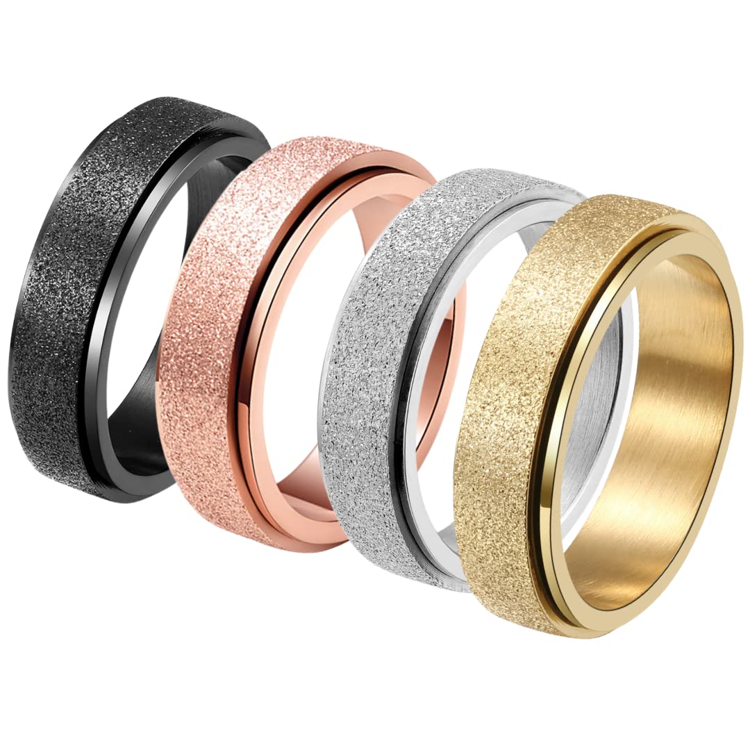 4 Pack Anxiety Relief Spinner Rings for Women - Stress Relief Fidget Rings with Smooth Spinning Design for Anxiety, ADHD, OCD - Perfect for Office, Travel, and Daily Relaxation