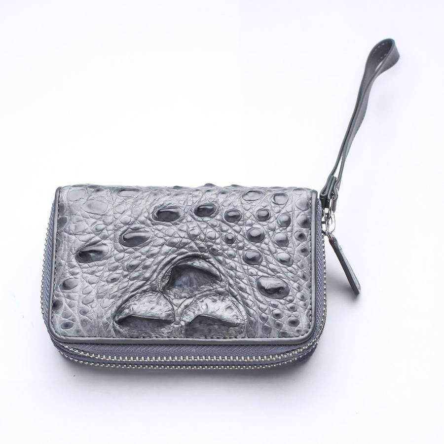 Premium Light Gray Genuine Crocodile Leather Wallet for Men - Slim RFID Blocking Bifold Wallet with Money Clip - Perfect for Business, Travel & Everyday Use