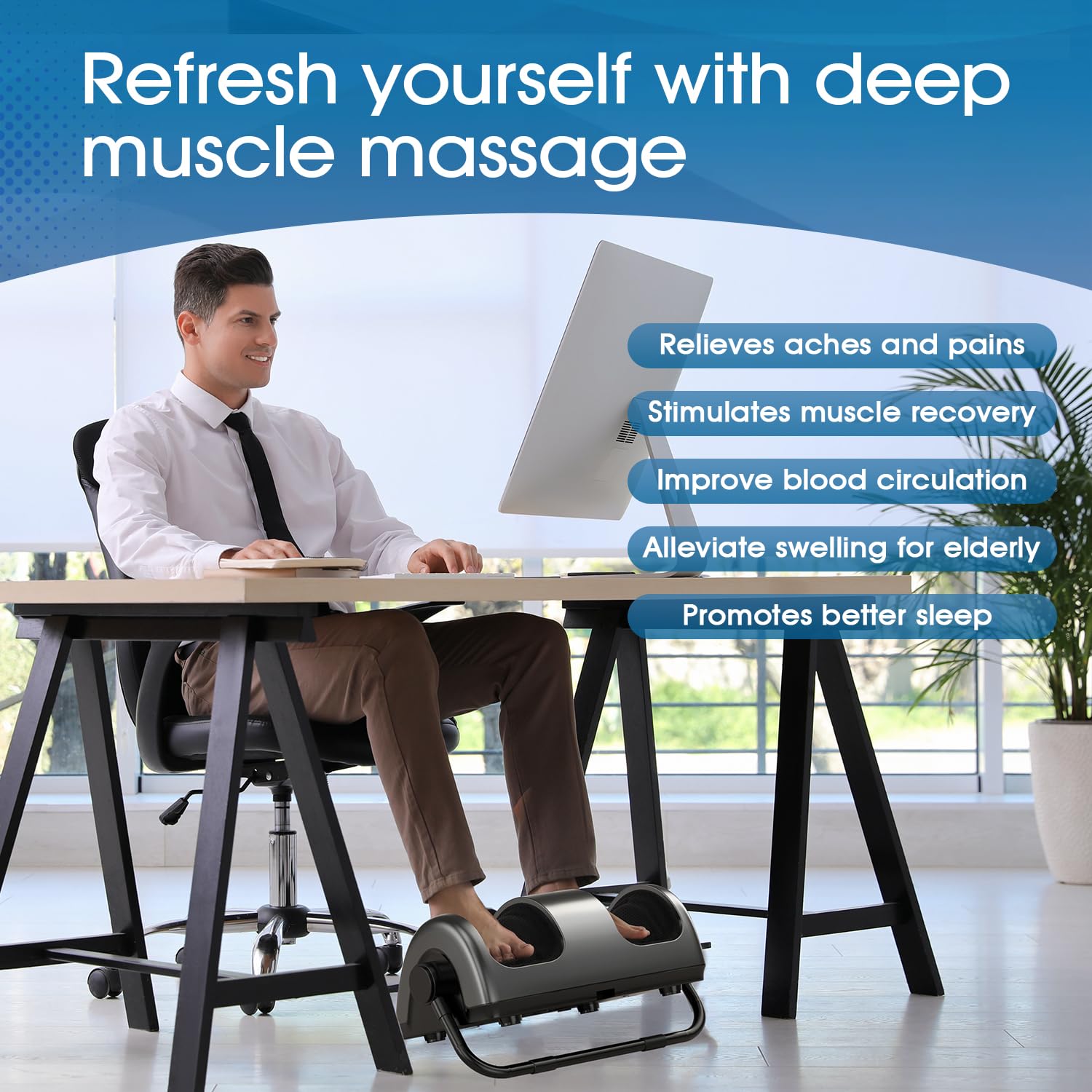 TISSCARE Shiatsu Foot Massager with Heat - FSA HSA Eligible Foot Massage Machine for Plantar Fasciitis, Neuropathy & Circulation - Electric Foot, Leg, Calf & Ankle Massager for Pain Relief - Perfect for Home, Office Use & Gifts for Men and Women - Ideal for Relaxation After Work, Travel Recovery & Stress Relief