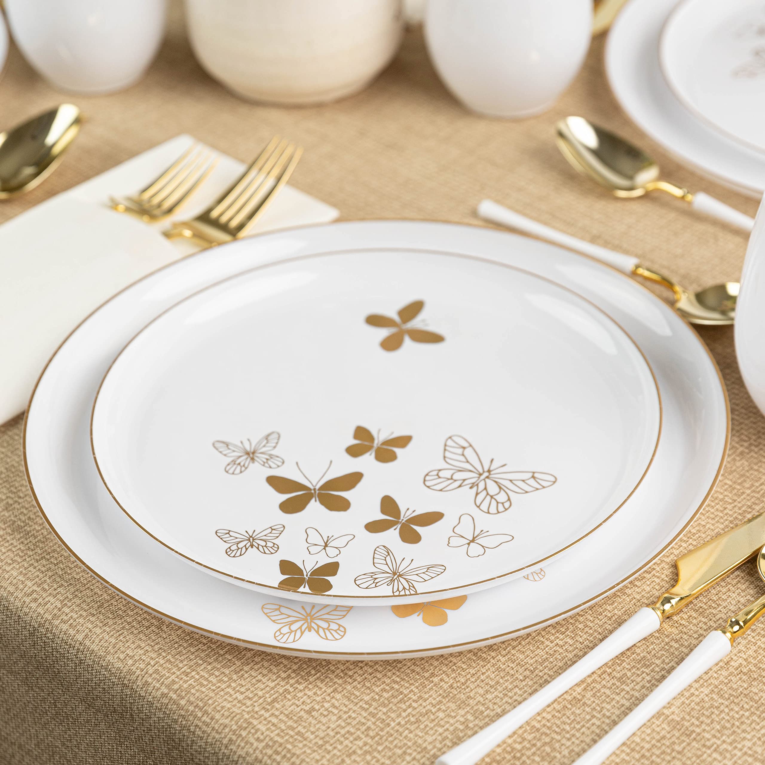 PLASTICPRO 20-Piece Combo Dinner Plates Set - 10 White 8.6