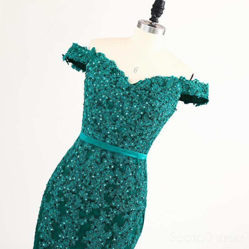 Elegant Off Shoulder Green Lace Beaded Mermaid Evening Prom Dress - Unique Party Gown for Formal Events, Custom Long Prom Dresses for Women - Perfect for Prom Night, Homecoming, and Special Occasions