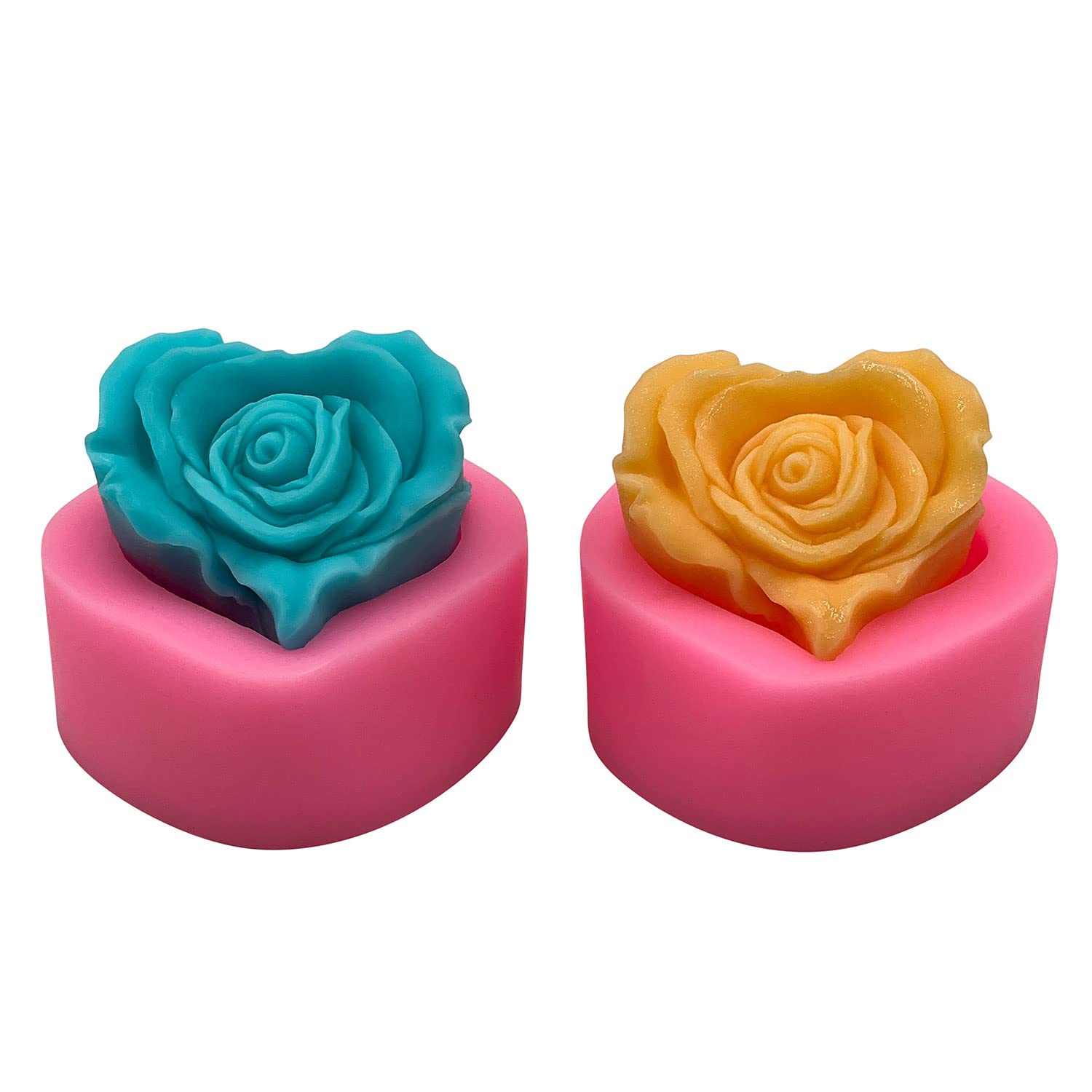Monqui 2-Pack Rose Flower Silicone Molds for Candles, Chocolate, Soap & Resin Crafts - Perfect for Wedding Favors, Valentine's Gifts & DIY Home Decor
