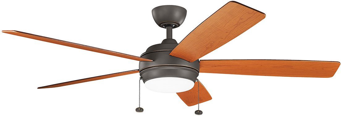 KICHLER 330180OZ 5-Blade Ceiling Fan with Light Kit - Cherry/Walnut Blades, Old Bronze Finish, 71W Energy Efficient - Perfect for Living Room, Bedroom, or Office Cooling and Lighting