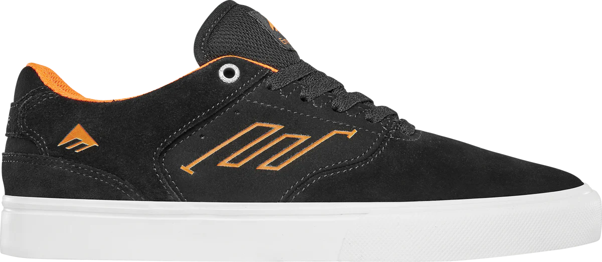 Emerica The Low Vulc Skate Shoes - Black/White/Orange | Men's Casual & Streetwear Sneakers for Skateboarding & Everyday Wear