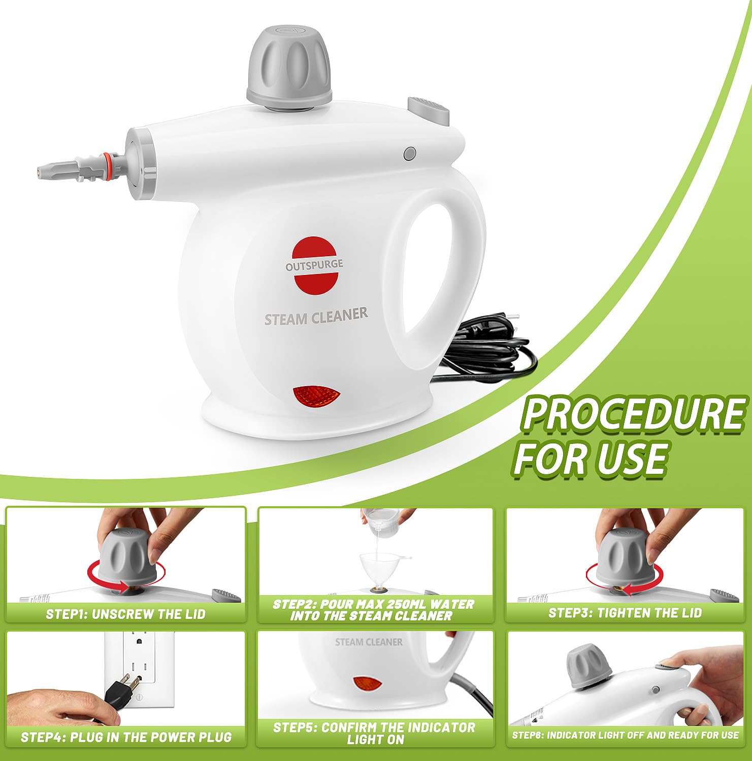 **Multi-Surface Handheld Steam Cleaner with 13 Accessories – Powerful Pressurized Steam Shot for Floors, Upholstery, Grout, Windows, Couches & Cars – Safe & Easy Cleaning with Safety Lock (White) – Perfect for Home, Office & Auto Detailing**