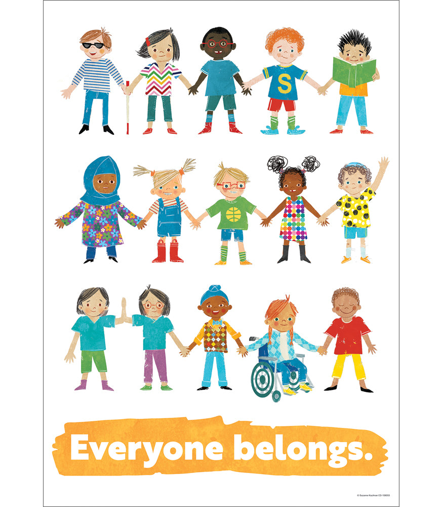 All Are Welcome Everybody Can Poster - Inspirational Diversity & Inclusion Wall Art for Classroom, Office, and Home Decor