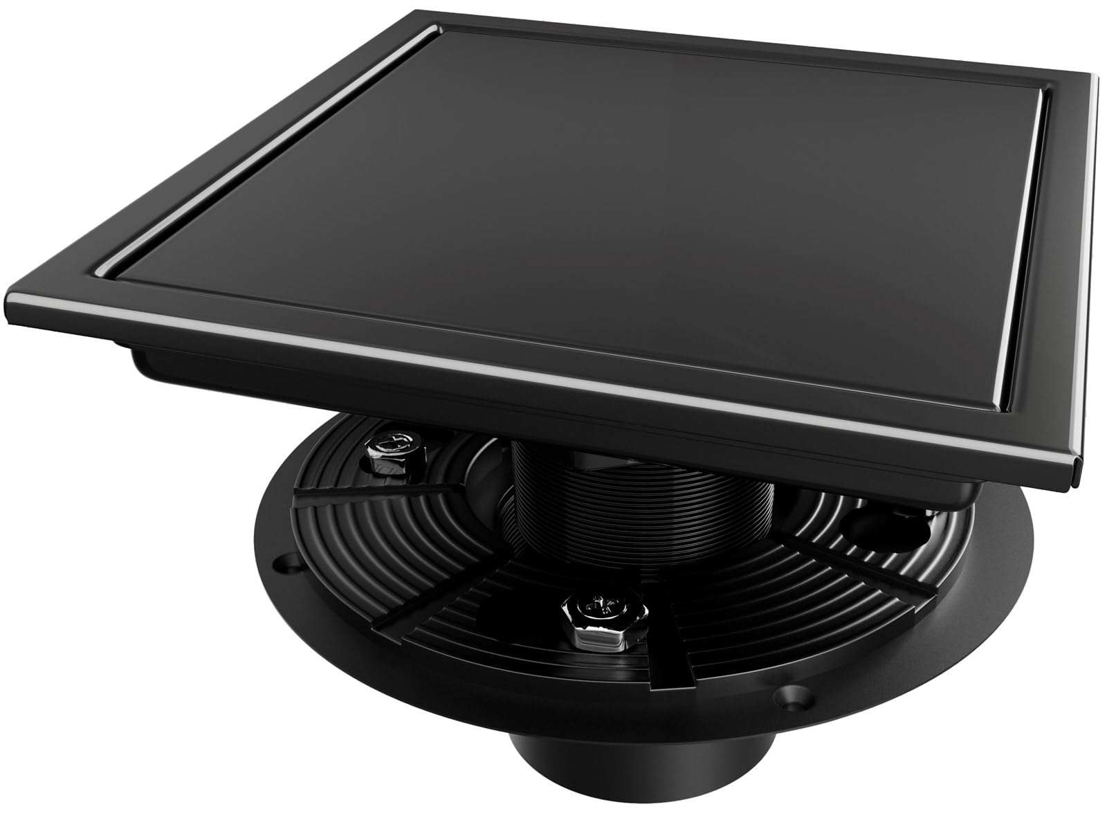 6 Inch Square Shower Drain with Flange - AISI 304 Stainless Steel Matte Black Floor Drain with 2-in-1 Tile Insert Cover & Hair Catcher - Perfect for Bathroom, Shower Stall, and Wet Room Installation