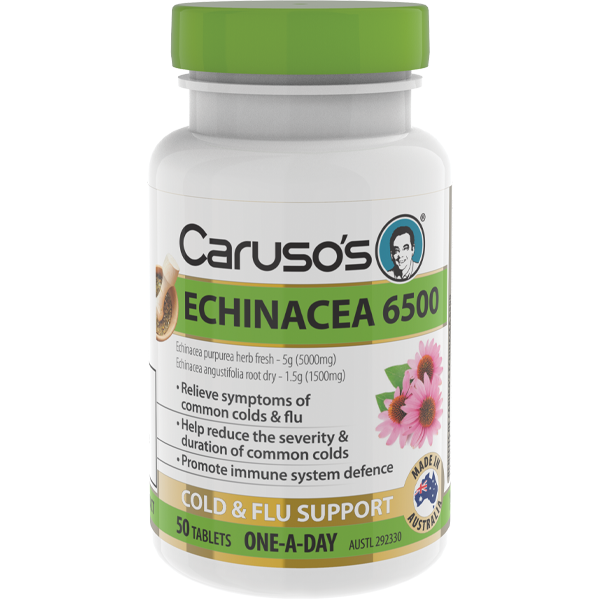 Caruso's Echinacea 6500mg Immune Support Supplement - One-A-Day Capsules for Daily Wellness & Cold Season Defense | Boost Immunity Naturally at Home, Work or Travel