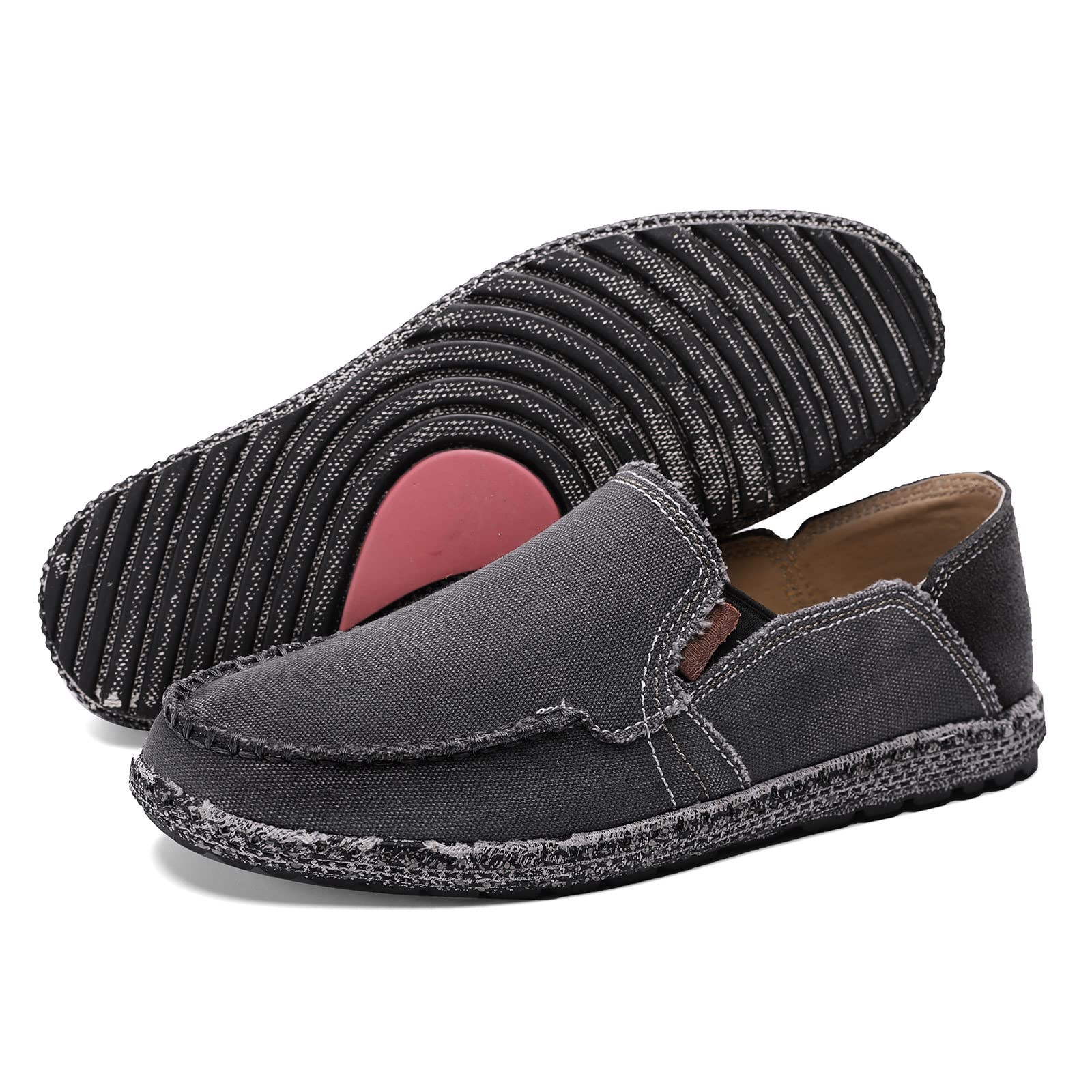 Jamonwu Men's Slip-On Canvas Loafers - Breathable Casual Boat Shoes for Men - Vintage Style Deck Shoes for Walking, Travel & Everyday Wear