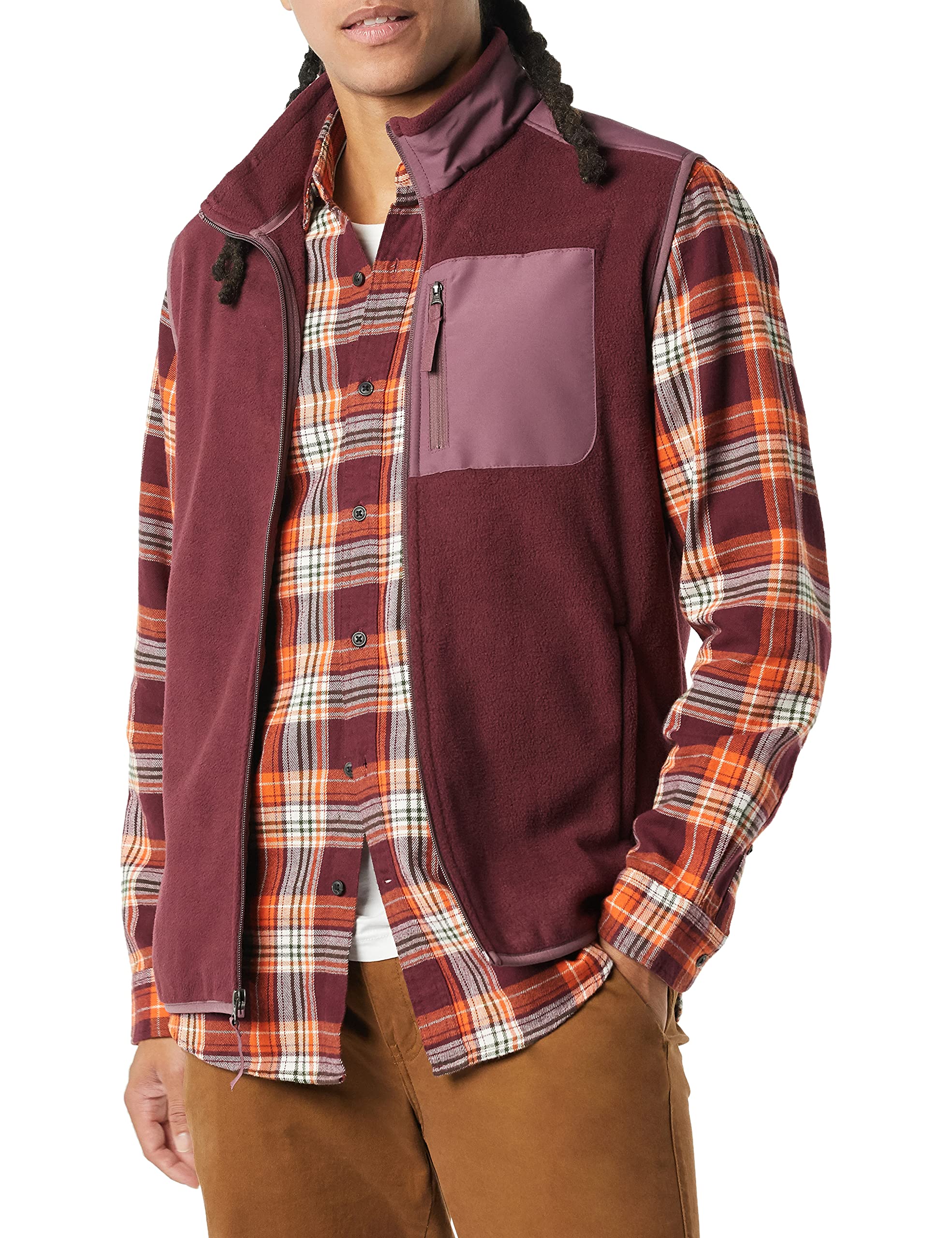 Amazon Essentials Men's Full-Zip Polar Fleece Vest - Lightweight Warm Winter Layering for Outdoor Hiking, Camping & Casual Wear