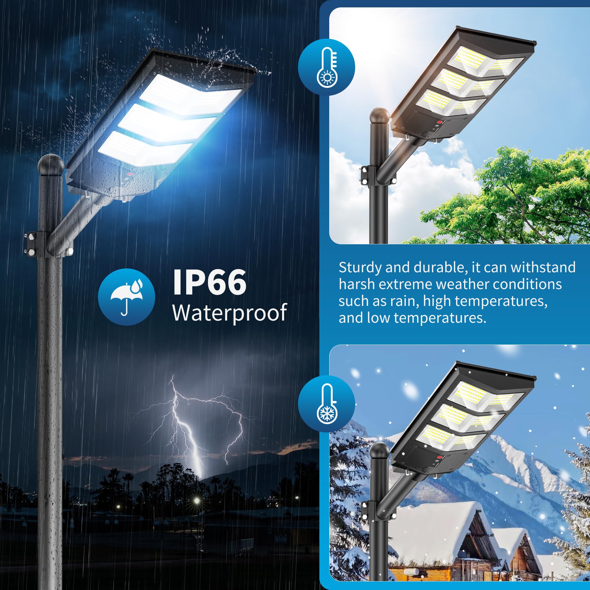 6500K Solar Street Lights Outdoor with Motion Sensor - IP66 Waterproof, Wide Angle, Remote Control, Dusk to Dawn (1 Pack) - Perfect for Driveways, Parking Lots, Gardens & Pathways