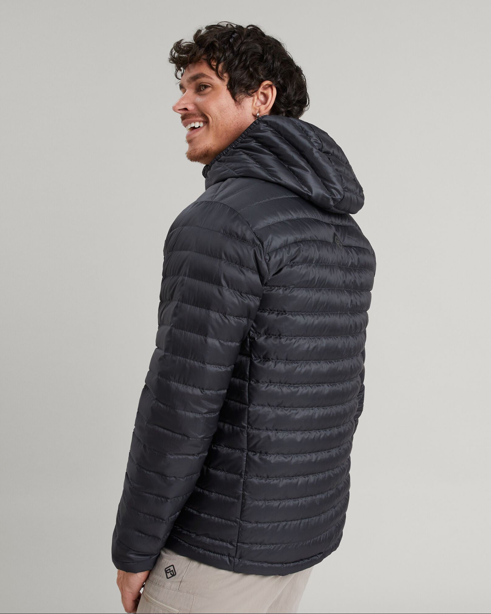 Men's Heli R Hooded Down Jacket - Lightweight Winter Coat, Waterproof & Windproof, Black Stingray Color - Perfect for Outdoor Activities, Hiking & Cold Weather