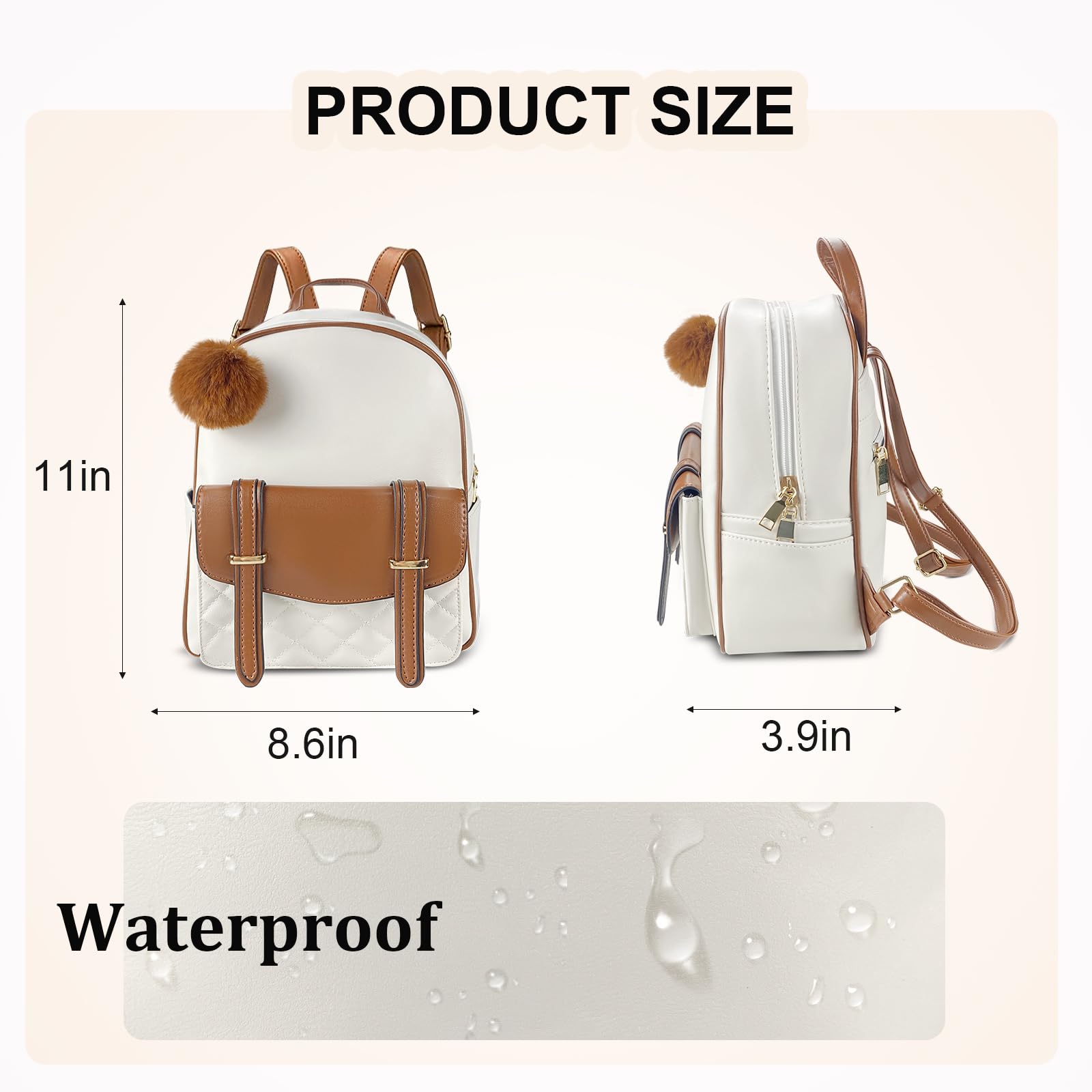 ZGWJ Women's Mini Leather Backpack Purse - Cute Bowknot Design Small Backpack for Casual Travel, Daily Use & Shoulder Bag (Beige-Brown) | Perfect for Work, School, Shopping & Weekend Outings