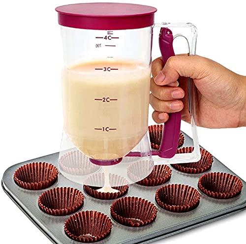 WANGZAIZAI 900ml Pasta Portioner for Cakes, Waffles, Muffins - DIY Dough Dispenser with Lid & Measuring Scale - Perfect for Baking, Pancakes, Cupcakes & Pastry Making