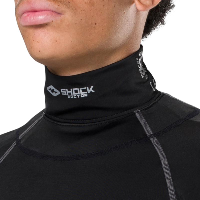 Shock Doctor Ultra Compression Neckguard Shirt for Youth - Protective Base Layer for Baseball, Football & Lacrosse - Moisture Wicking Performance Shirt for Sports & Training