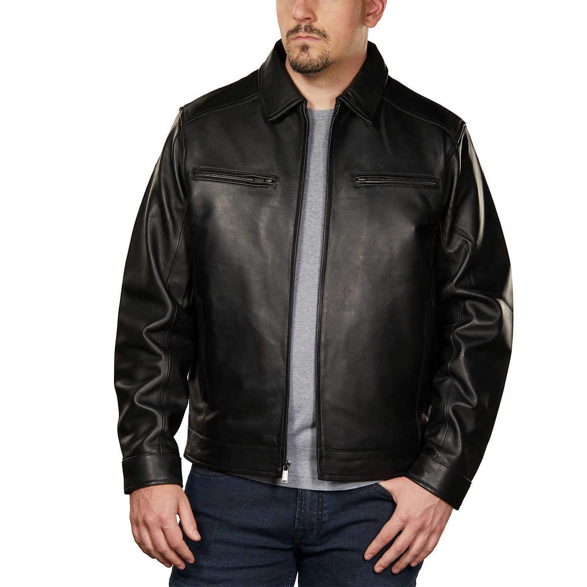 Premium Men's Genuine Leather Jacket - Classic Biker Style for Motorcycle Riding & Casual Wear - Durable & Stylish Outerwear for Fall & Winter