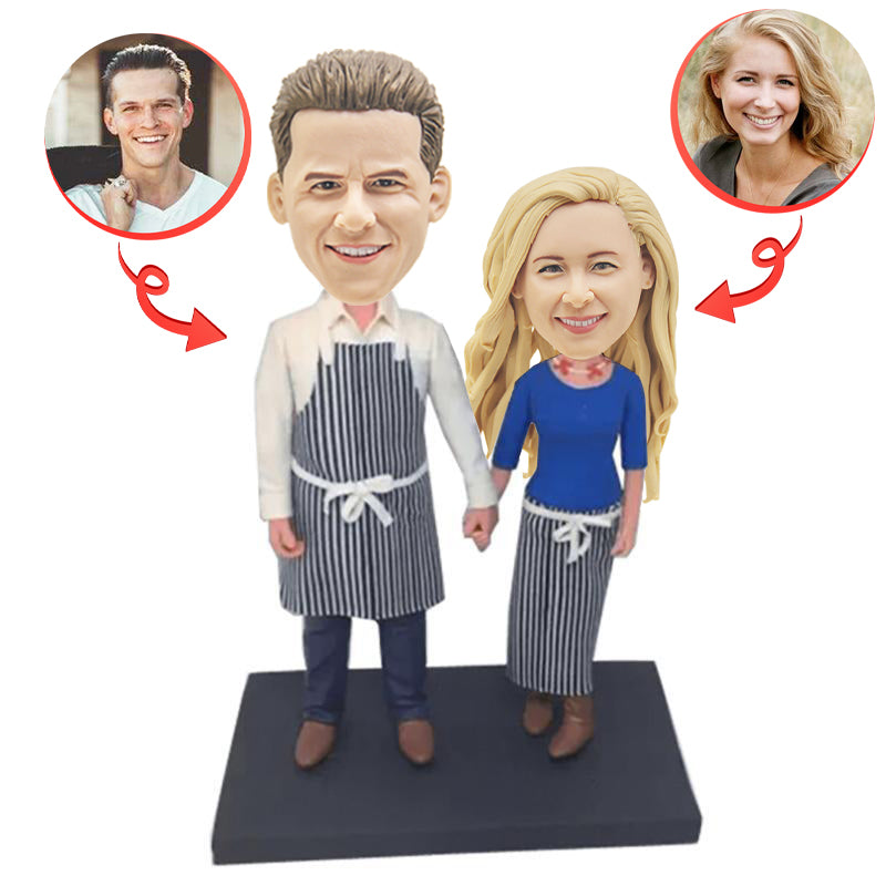 Custom Couple Bobblehead - Personalized Kitchen-Themed Figurine for Anniversaries, Weddings & Home Decor | Unique Gift Idea for Couples