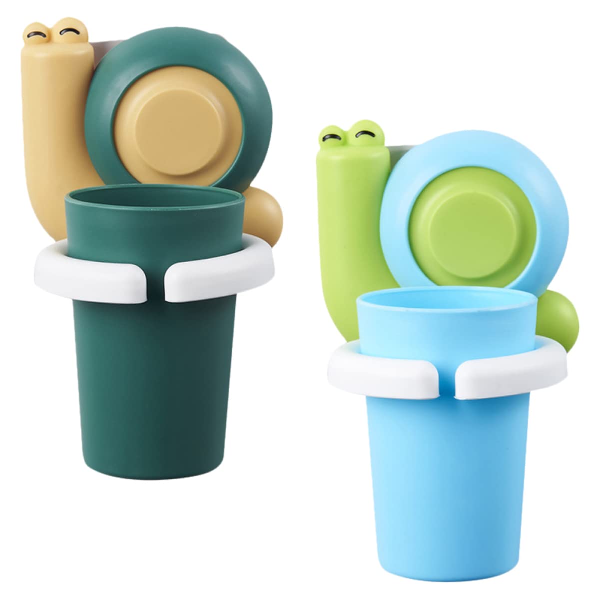 2-Pack Adhesive Wall Mount Toothbrush Holder - Cartoon Bathroom Organizer for Toothbrushes & Brushes - Perfect for Small Spaces, Kids' Bathrooms & Travel