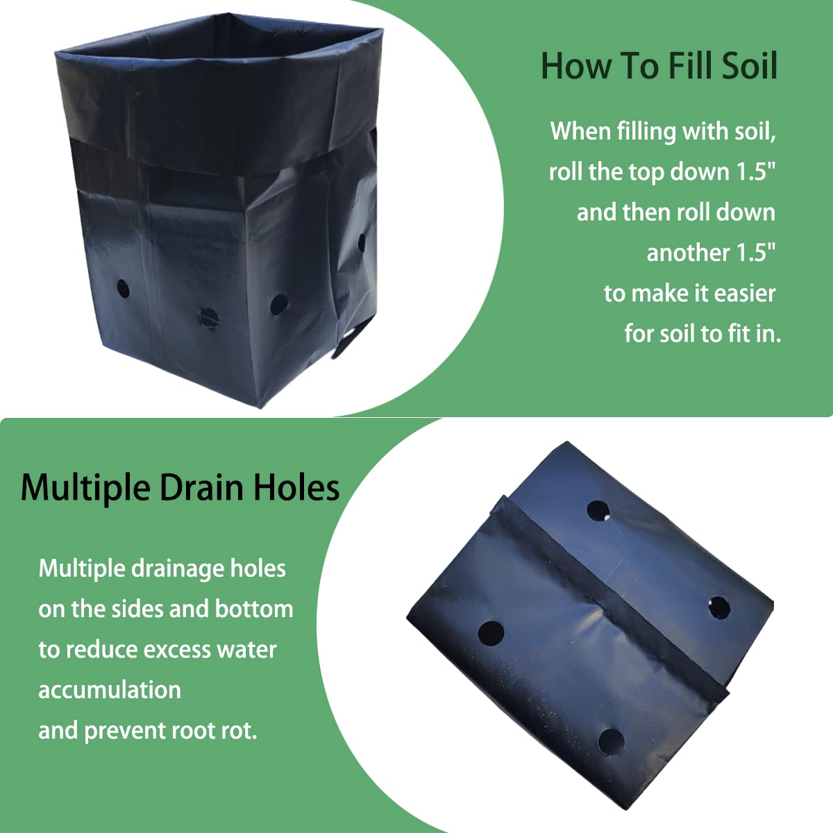 Belit Nursery Growing Bags - 100 Pack Black Plastic Seedling Pots for Gardening, Planting Seeds, Fruit Trees & Saplings (7