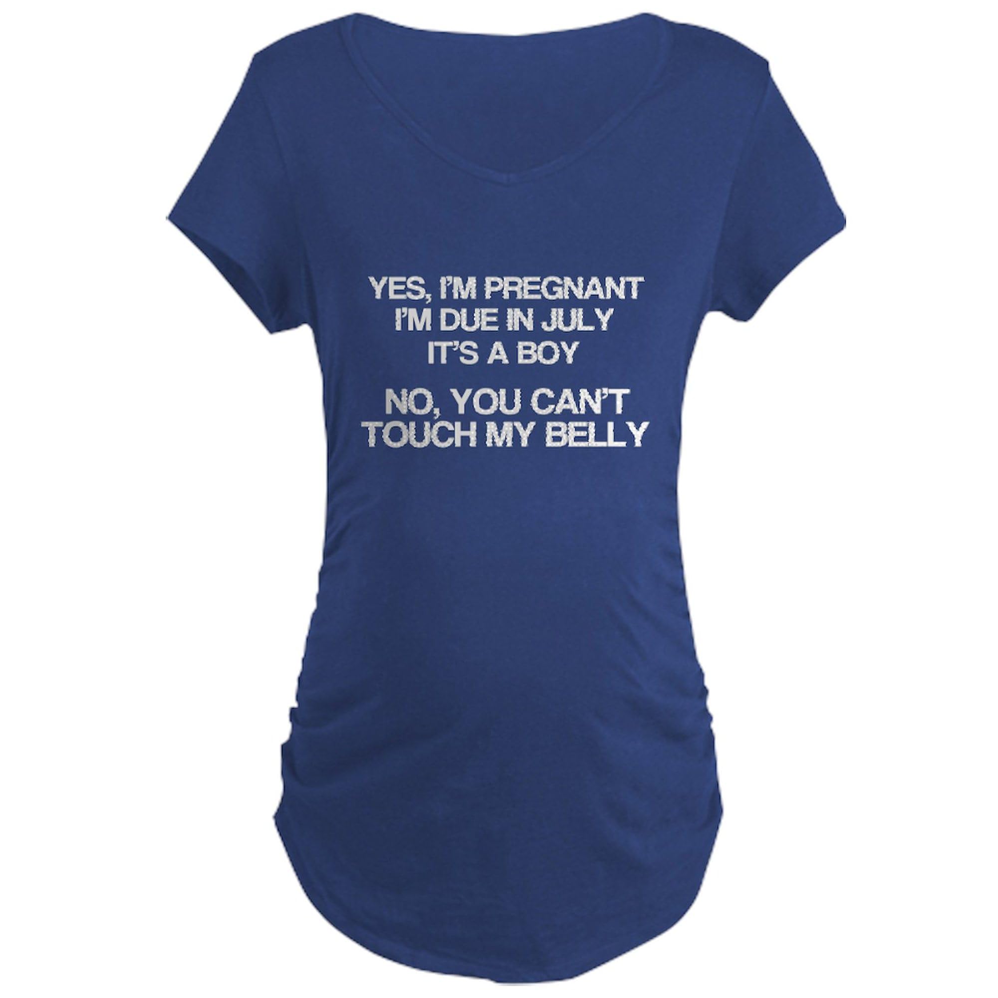 Funny Maternity T-Shirt for Women - July Baby Boy Design with Ruched Sides | Perfect for Pregnancy Announcements, Baby Showers & Maternity Photos