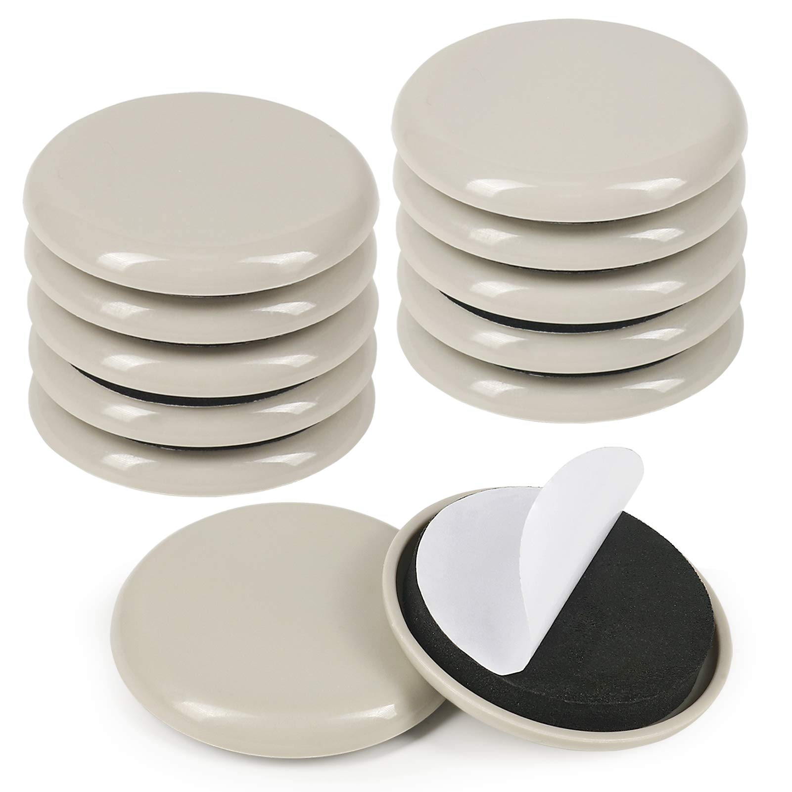 2 Inch Furniture Sliders for Hardwood & Carpet - 12 Pack Heavy Duty Furniture Glides for Easy Moving - Beige Non-Slip Pads - Perfect for Sofas, Tables, Chairs & Home Office Furniture