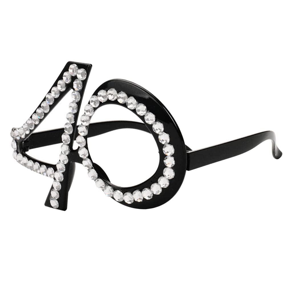 30th 40th 50th 60th Birthday Glasses - Sparkling Glitter Diamante Party Eyewear for Women & Men (Black) | Perfect for Milestone Celebrations, Themed Parties & Photo Props