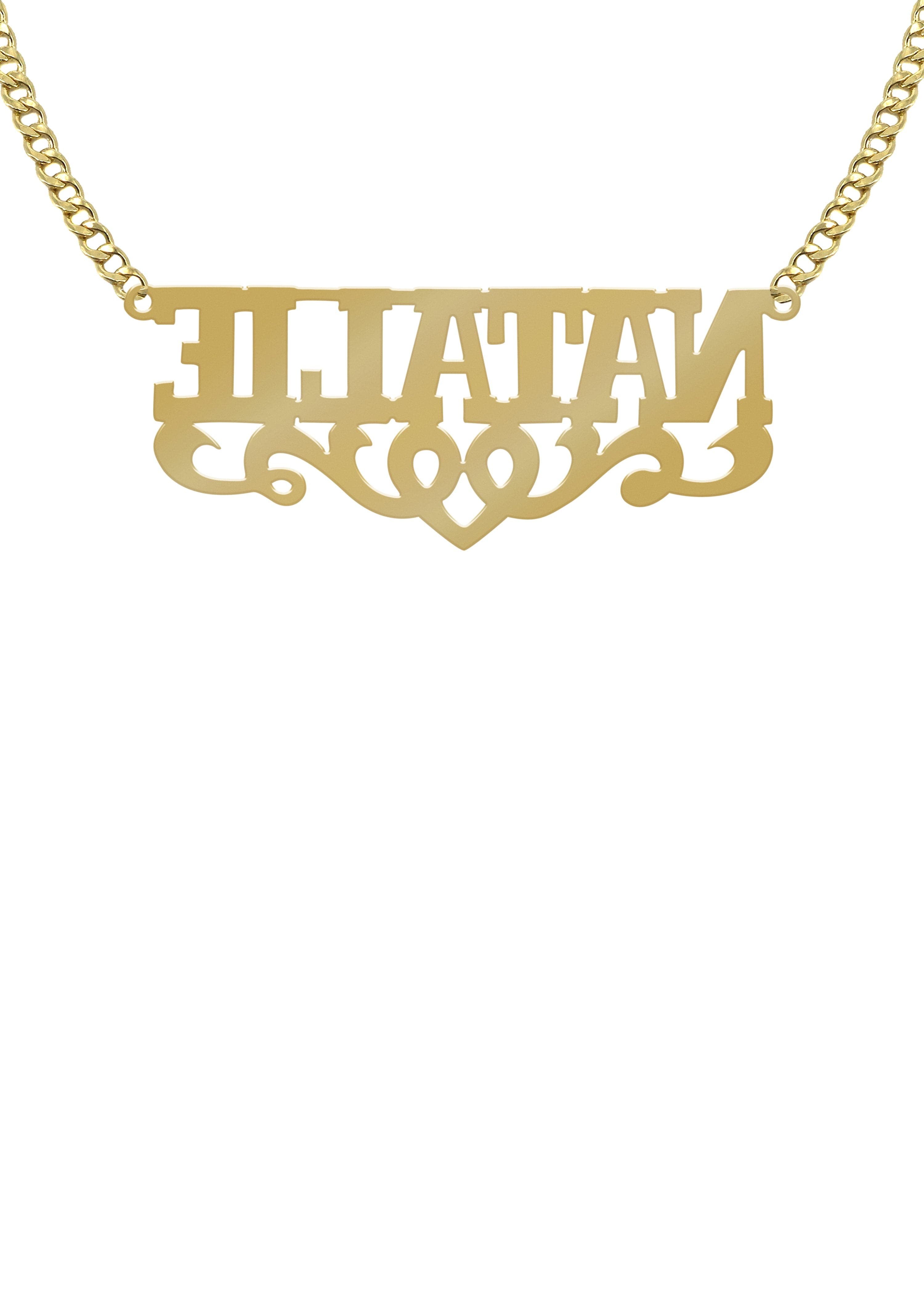 14K Gold Diamond Cut Personalized Name Plate Necklace for Women - Custom Engraved Initial Pendant Jewelry Gift for Her | Perfect for Birthdays, Anniversaries & Special Occasions